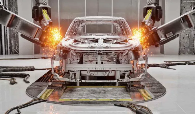 Carro sendo construído.