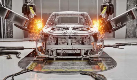 Carro sendo construído.