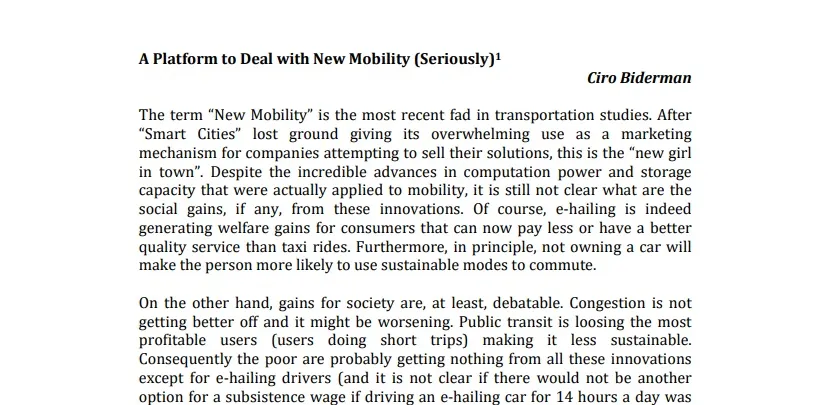 A Platform to Deal with New Mobility 