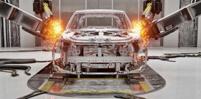 Carro sendo construído.