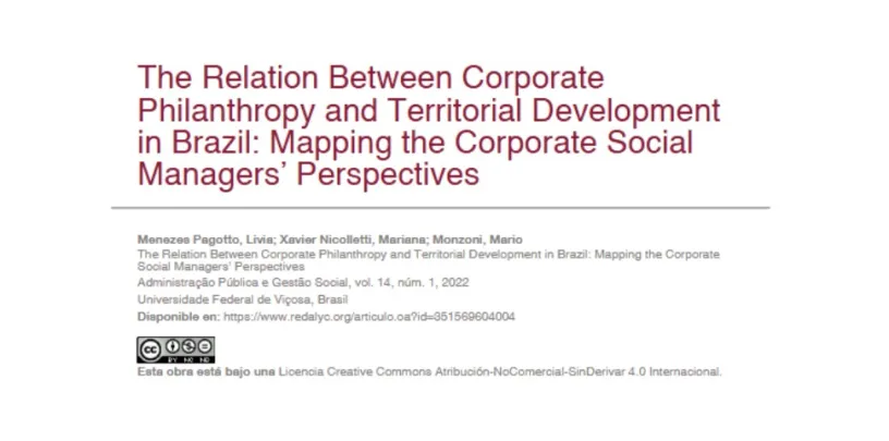 A Relação entre Filantropia Empresarial e Desenvolvimento Territorial no Brasil: Um Mapeamento das Perspectivasdos Gestores Sociais Corporativos