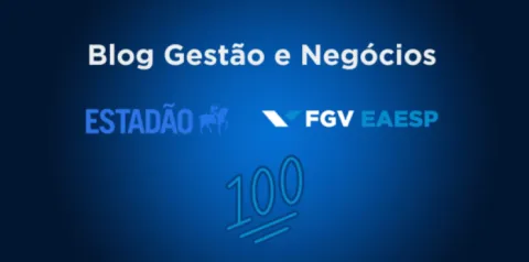 imagem com fundo azul comentando sobre os 100 textos postados